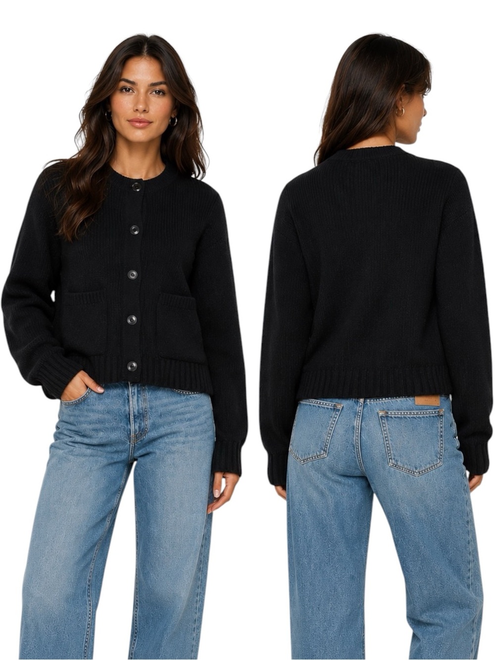 NWT 💯 525 AMERICA Palmer Knit Cardigan Sweater Black XS - Picture 10 of 11